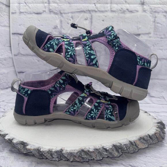Keen Seacamp CNX Girls Lilac Sky Blue/Purple Floral Water Sandals Size 5 - Picture 9 of 12
